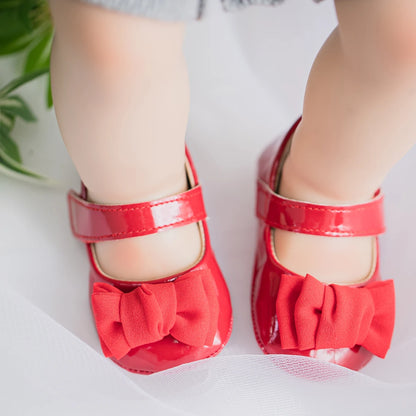 Infant Girls Shoes PU Anti-slip Bowknot Classic Princess Dress 3-colors 0-18M Fashion Shoes