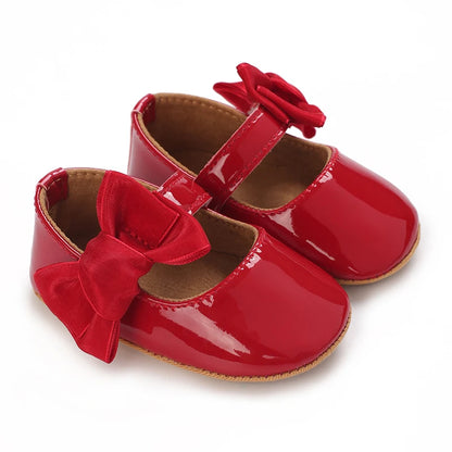Spring and Autumn Girl Baby Shoes Classic Fashion Red Theme Cute Bow Princess Shoes