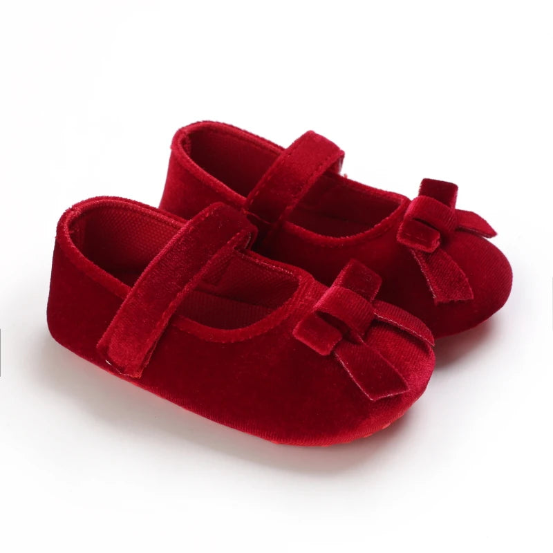 Spring and Autumn Girl Baby Shoes Classic Fashion Red Theme Cute Bow Princess Shoes