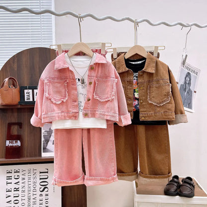 Girls Denim Jacket and Pants Set