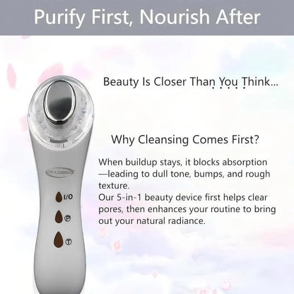 5-in-1 Ultra Skin Rejuvenator Red/Blue/Yellow LED Care Device Ultrasonic/Vibration Massage