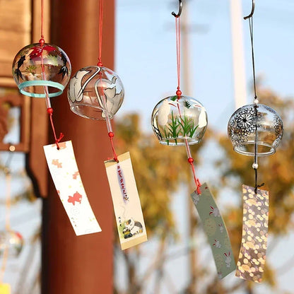 Japanese Style Wind Chimes Glass Decorative Wind Bell Garden Window Hanging Pendants