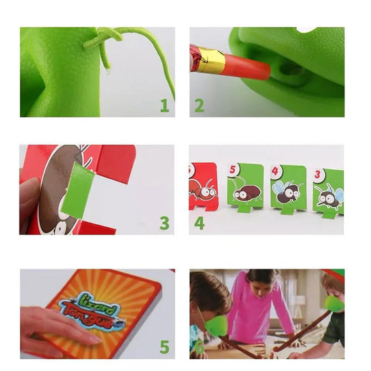 Frog Lizard Mask Wagging Tongue Lick Cards Board Games for Children Family Party Toys