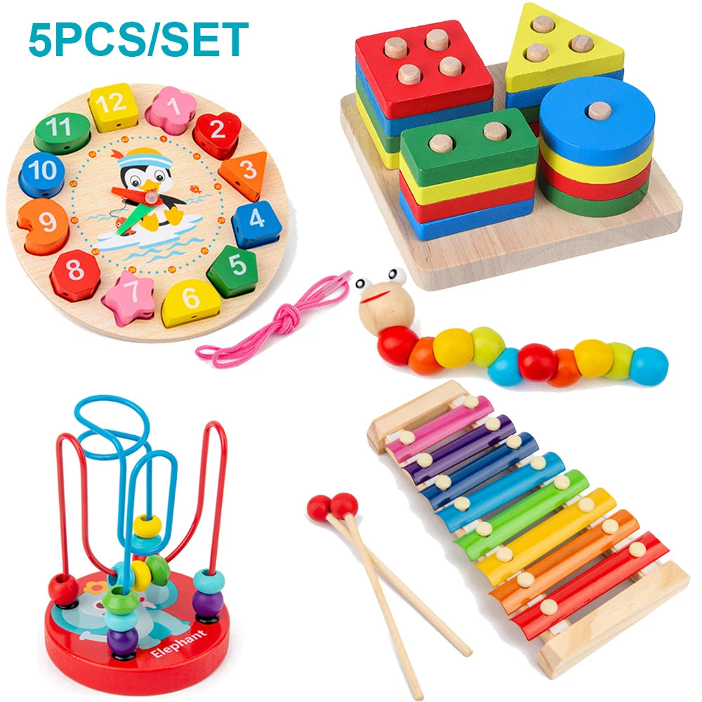 Montessori Baby Toys Kids 3D Wooden Puzzles Early Learning Baby Games Toys