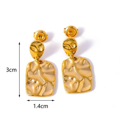 CARLIDANA Stainless Steel Chunky Texture Hoop Earrings Jewelry for Women Gold Plated