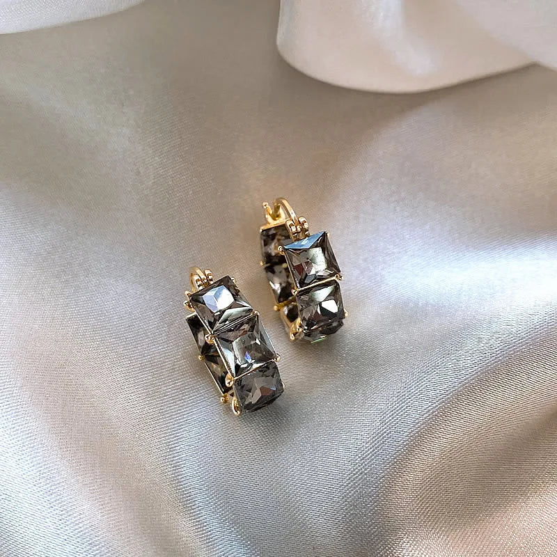ZAKOL Fashion Hoop Earring Inlaid Shiny Square Crystal Zircon Ear Accessories Party Jewelry for Women