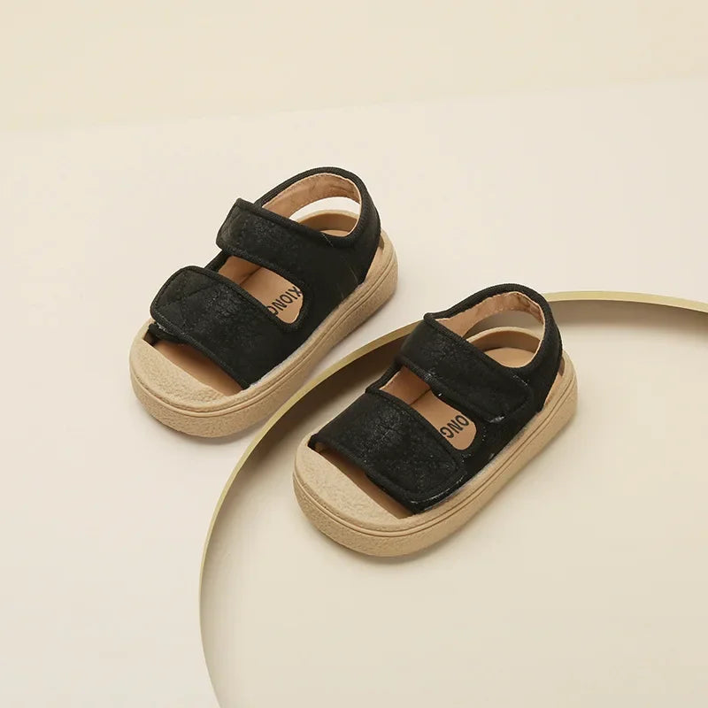 12-16cm Brand Girl's Summer Soft Closed-Toe Sandals,Solid Outdoor Casual Sandals