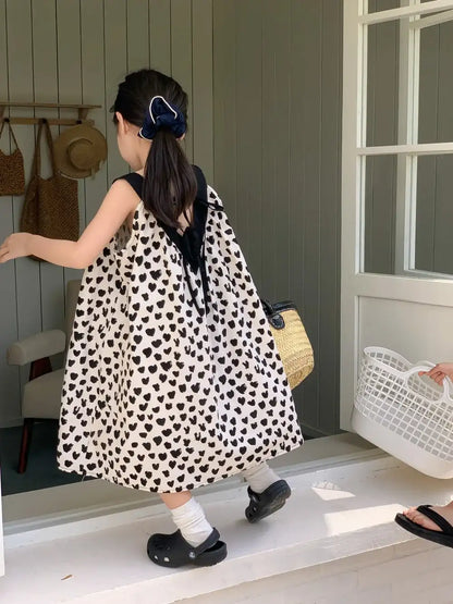 Kids Summer Korean Suspender Skirt Set