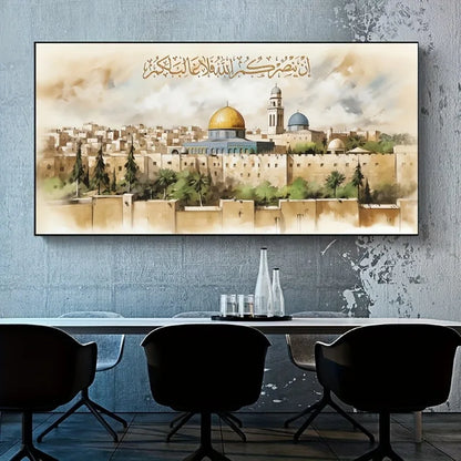 Canvas Print Posters Islamic Mosque Dome Rock Temple Canvas Wall Art Paintings Artwork
