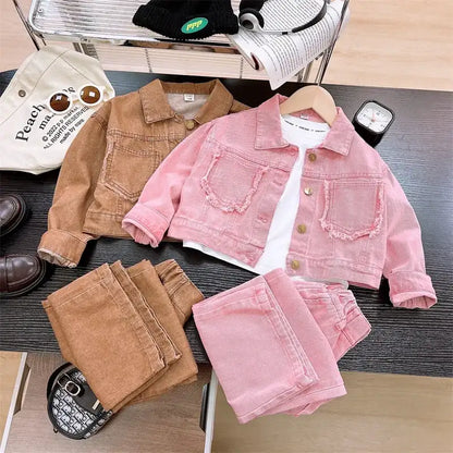 Girls Denim Jacket and Pants Set