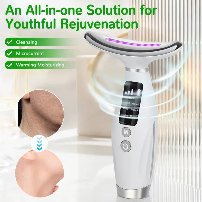 2025 EMS Micro-current Neck & Face Beauty Device 7 Color Facial Massager for Enhanced