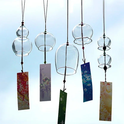 Japanese Style Wind Chimes Glass Decorative Wind Bell Garden Window Hanging Pendants