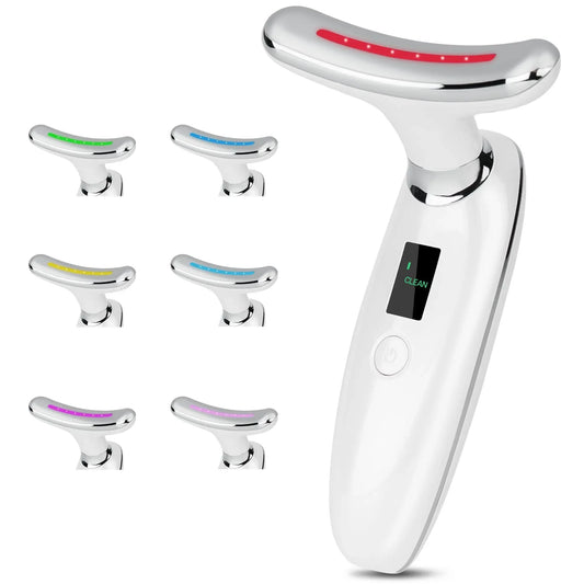 7-in-1 Neck Beauty Device & LED Electronic Facial Massager -Vibrating Skin Care Tool