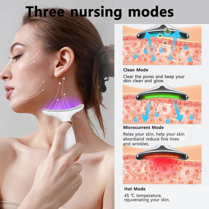 Neck Face Beauty Device EMS Micro-current 7 Color Facial Massager Reduce Double Chin Skin
