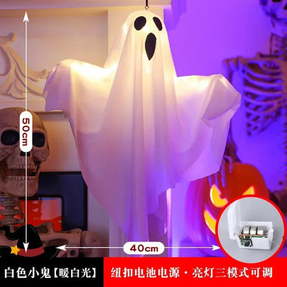 Halloween Glowing White Ghost LED Hanging Ghosts Horror Props with Fairy Light Indoor Outdoor Haunted House Halloween Decoration