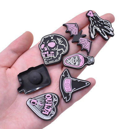 1pcs Women's Shoe Charms Halloween Witches Skull Shoe Accessories Decorations Buckle for Kids Boys Girls Gifts