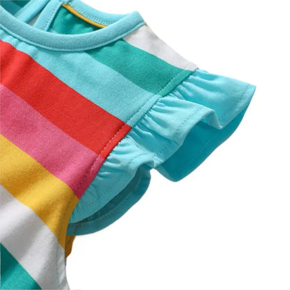 Kids Rainbow Striped Summer Dress