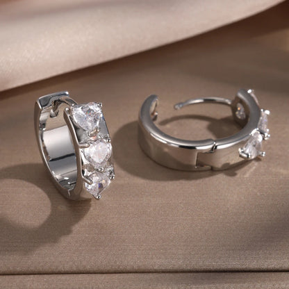 ZAKOL Fashion Hoop Earring Inlaid Shiny Square Crystal Zircon Ear Accessories Party Jewelry for Women