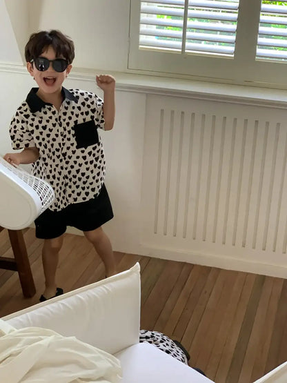 Kids Summer Korean Suspender Skirt Set