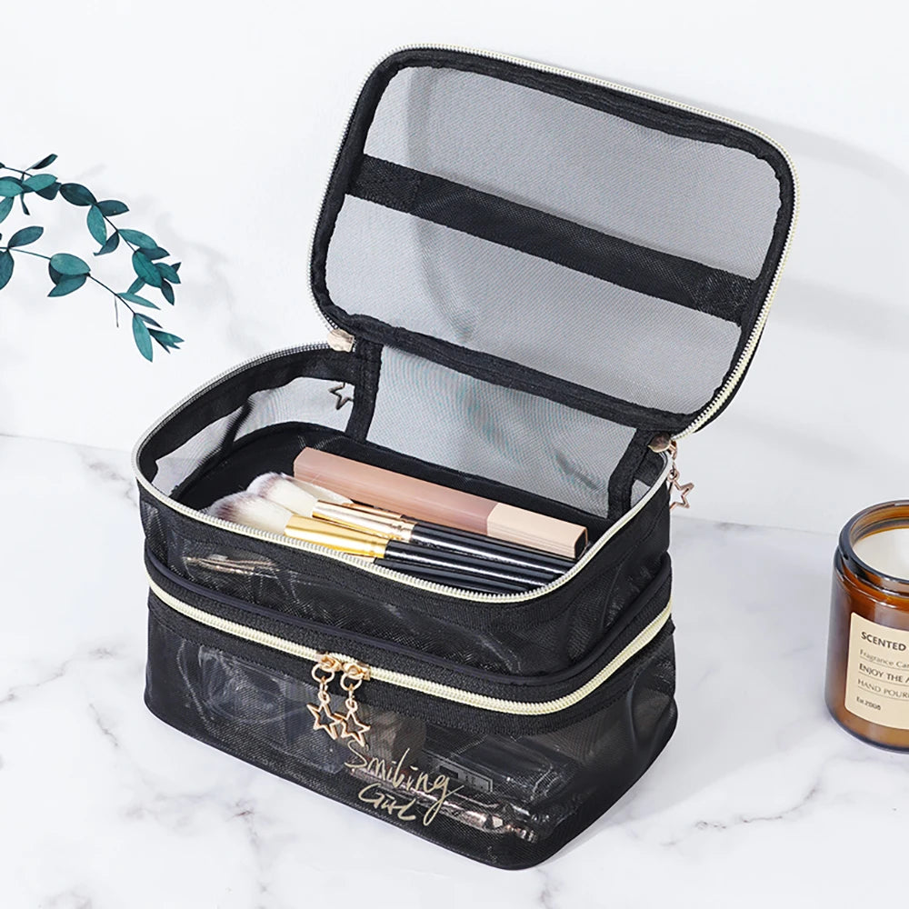 Black Mesh Makeup Bag