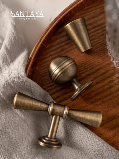 Solid Antique Brass Handle Furniture Handles Single Hole Pendant Drawer Knob T-Bar Kitchen Cabinet Pull Customizable