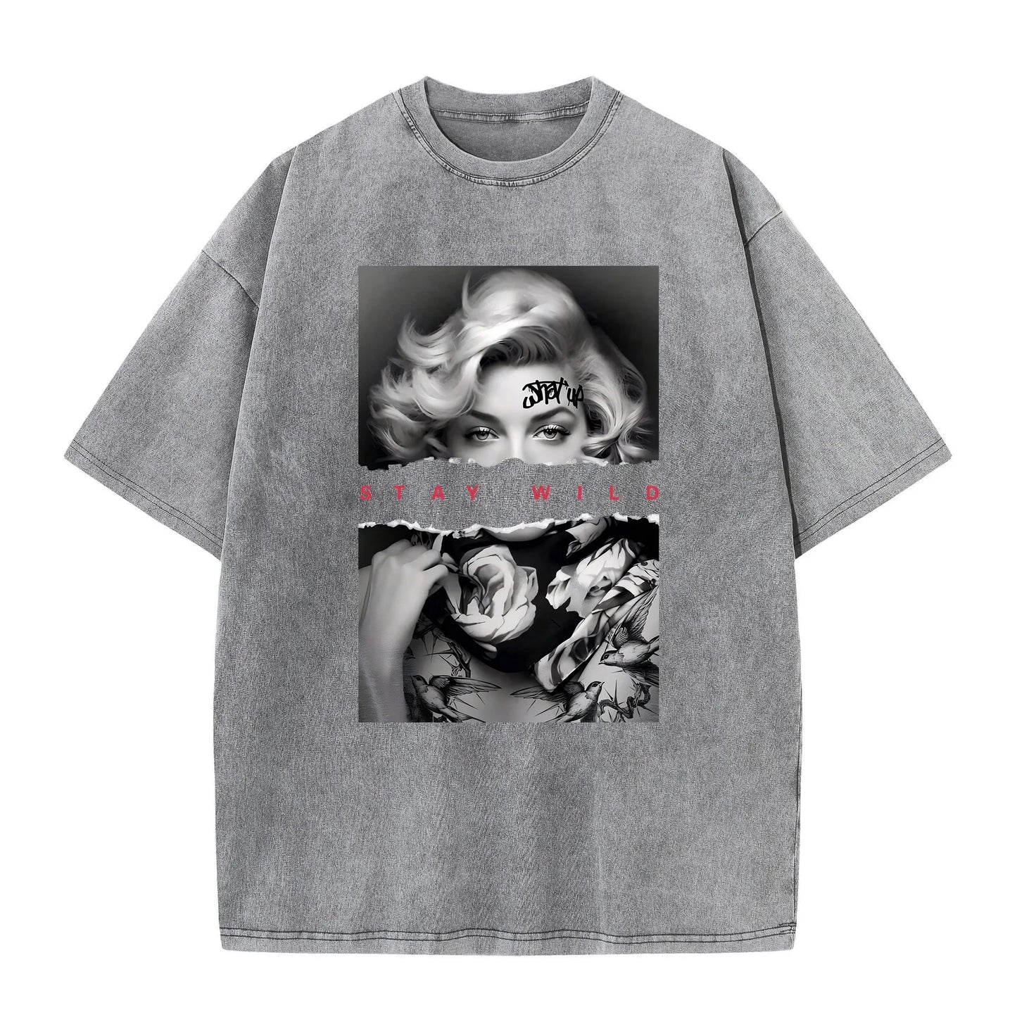 Woman Cotton Washed T-Shirts All-Math Loose O-Neck Short Sleeve European Style Fashion
