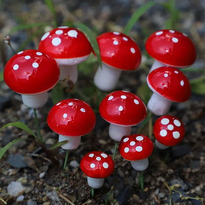 20Pcs Artificial Mini Resin Mushroom Miniatures Fairy Garden Landscape Moss Terrarium