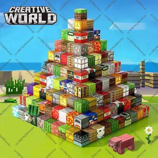 Magnetic Building Blocks Mine World Magnet Cube Set for Boy Girl Kid Age 3+ DIY Model