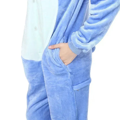Stitch Pajamas Children Cartoon Plush Kigurumi Onesies Winter Warm Clothes for Boys Girls