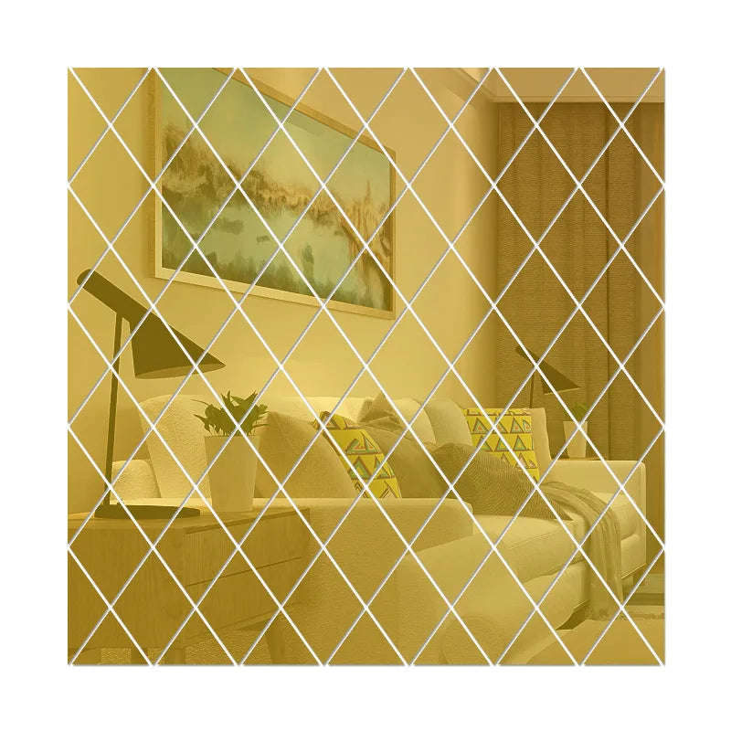 10/17/32/58pcs 3D Mirror Stickers Acrylic Triangles Self-adhesive Diamonds DIY Wall Mirror Stickers