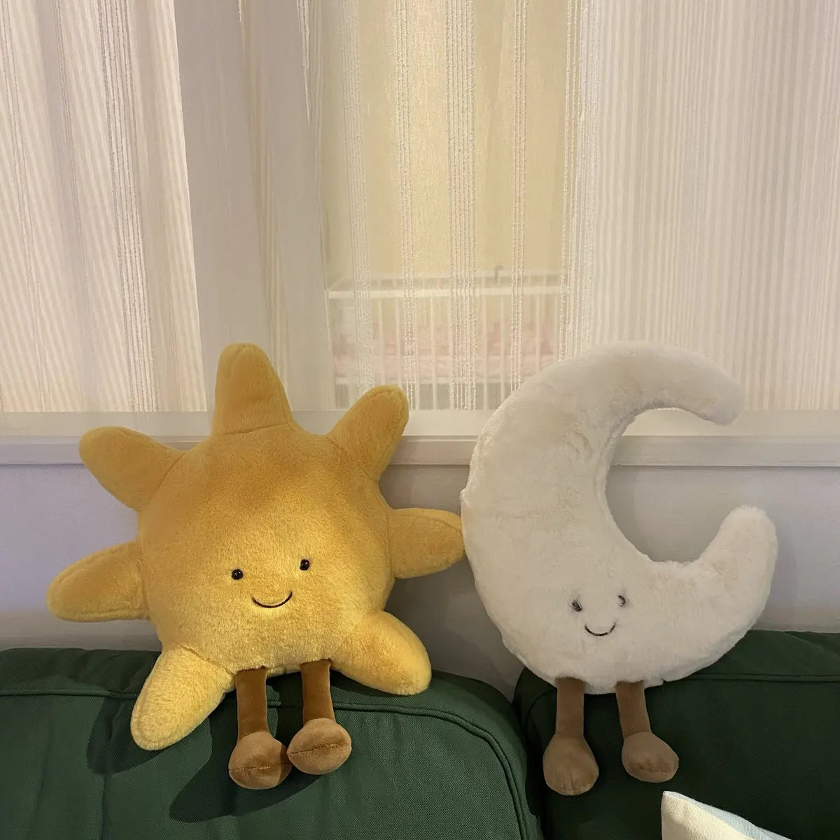 High Quality Smile Face Moon Yellow Sun Plushie Cushion Stuffed Cute Weather Plush Toy