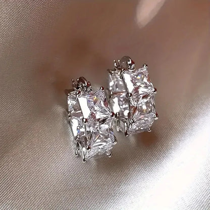 ZAKOL Fashion Hoop Earring Inlaid Shiny Square Crystal Zircon Ear Accessories Party Jewelry for Women