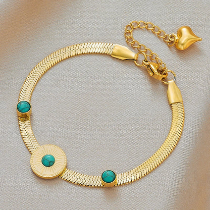 DIEYURO 316 Stainless Steel Butterfly Lightning Green Stone Charm Bracelet For Women