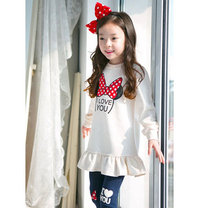 Kids Girls Cartoon Bow Knot Clothing Set