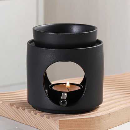 100ml Black Ceramics Essential Oil Incense Burner Spa Yoga Candel Heating Censer