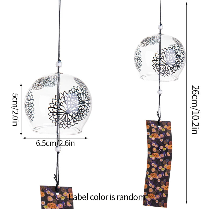 Japanese Style Wind Chimes Glass Decorative Wind Bell Garden Window Hanging Pendants