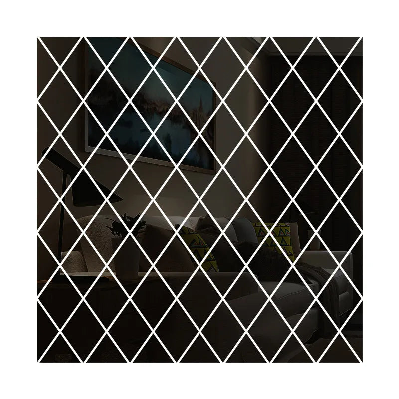 10/17/32/58pcs 3D Mirror Stickers Acrylic Triangles Self-adhesive Diamonds DIY Wall Mirror Stickers