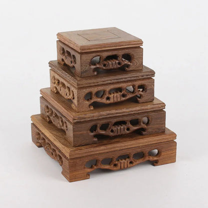 Wooden Retro Tea Tray Table Delicate Small Square Teapot Bases Bonsai Stand Vase Bonsai
