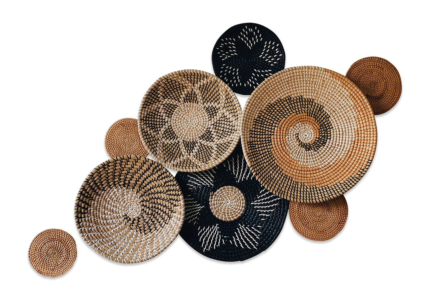 9PCS Boho Wall Decor Rattan Wall Decor Wicker Wall Decoration Hanging