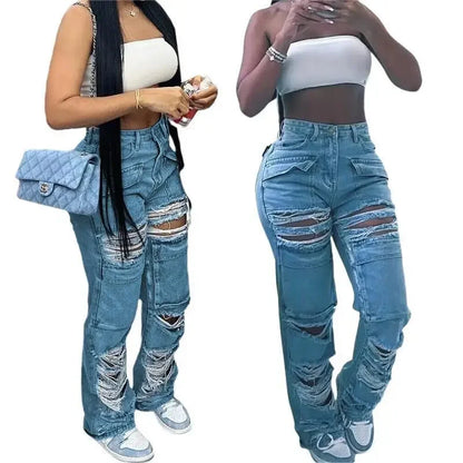Women Patchwork Denim Jeans