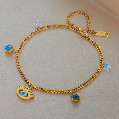 DIEYURO 316 Stainless Steel Butterfly Lightning Green Stone Charm Bracelet For Women