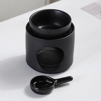 100ml Black Ceramics Essential Oil Incense Burner Spa Yoga Candel Heating Censer