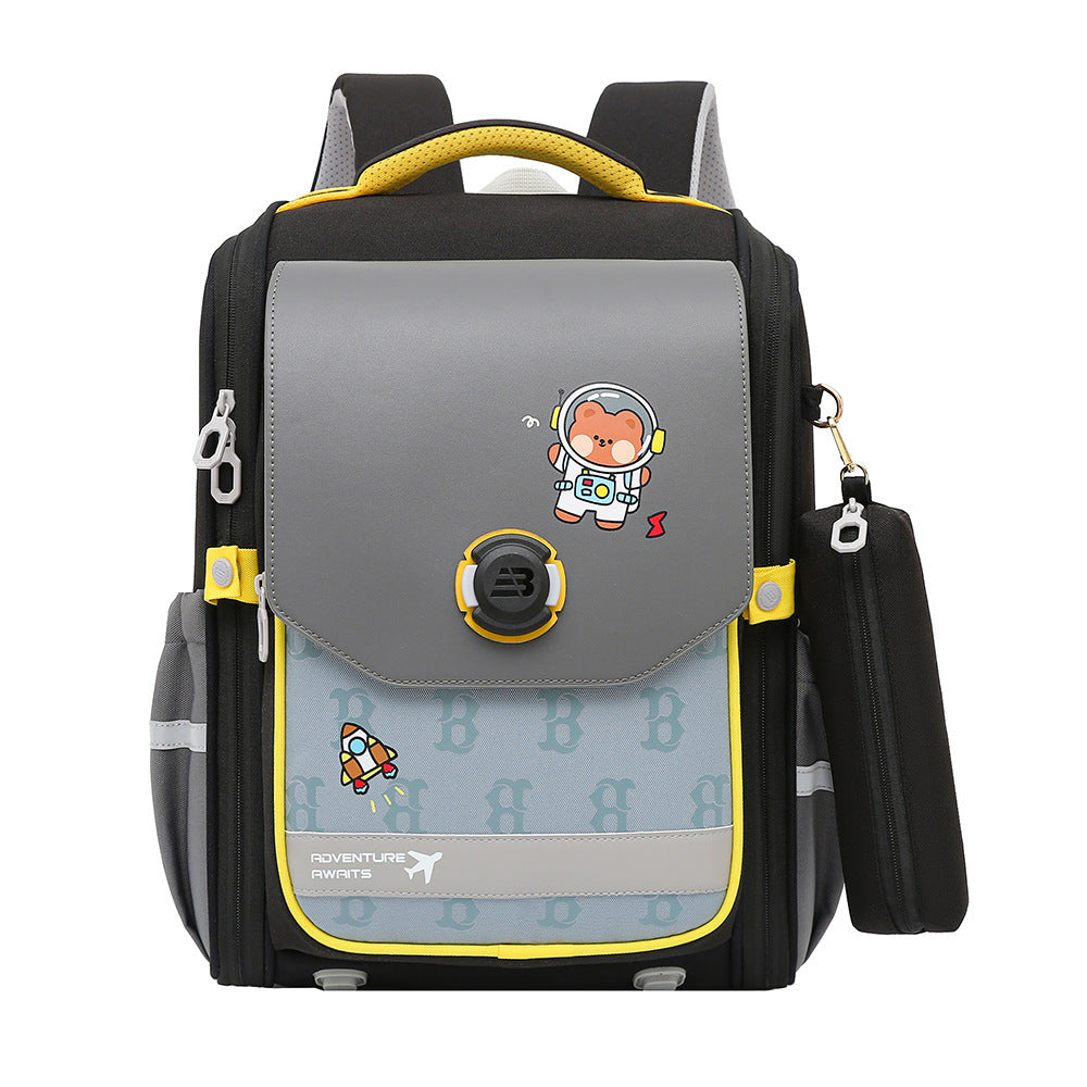 One Piece Primary School Student Schoolbag Boys And Girls Burden Reduction Spine Protection