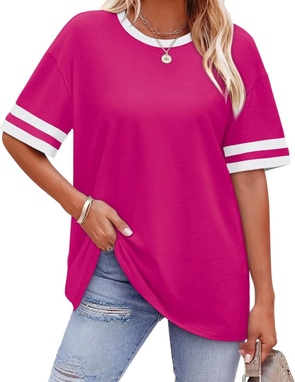 Casual Women's Striped Waist Plus Size T-shirt