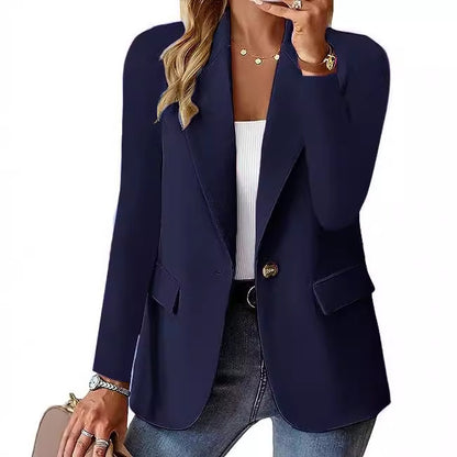 Fashion Casual Women Blazer Long-sleeved Solid Color Casual Cardigan