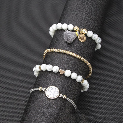 Turquoise Tassel Round Stone Bracelet