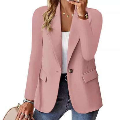 Fashion Casual Women Blazer Long-sleeved Solid Color Casual Cardigan
