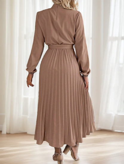 Women's Bow-Tied A-Line Pleated Dress