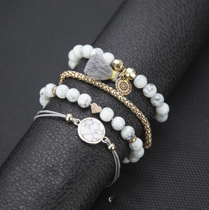 Turquoise Tassel Round Stone Bracelet