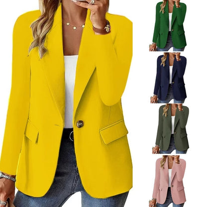 Fashion Casual Women Blazer Long-sleeved Solid Color Casual Cardigan